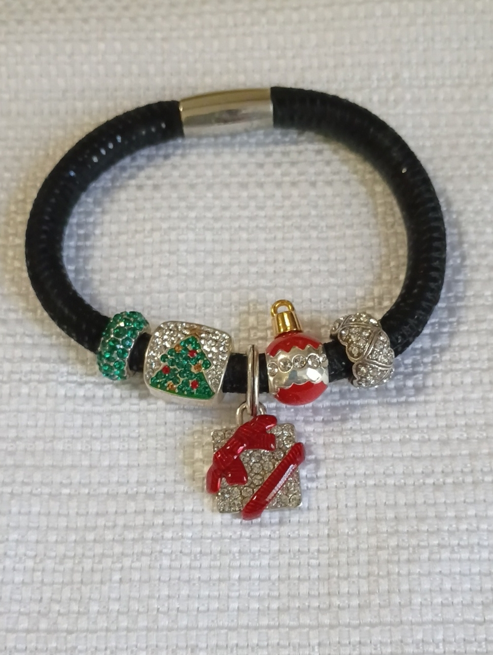 Brighton Black Bracelet with Red and Green Holiday Charms